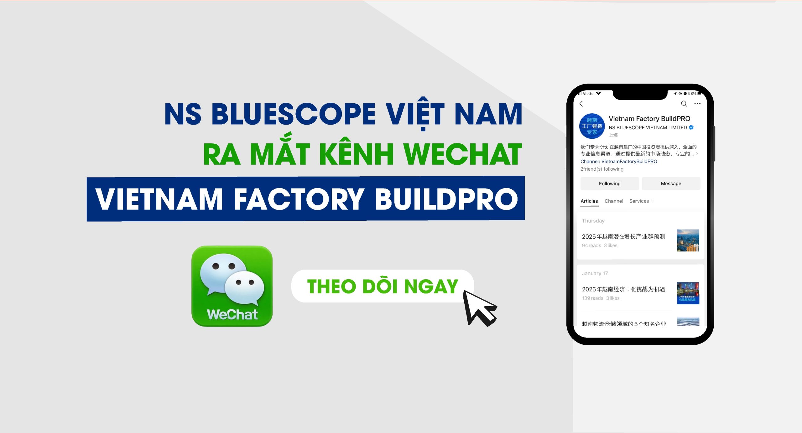 NS BLUESCOPE VIỆT NAM RA MẮT KÊNH WECHAT VIETNAM FACTORY BUILDPRO